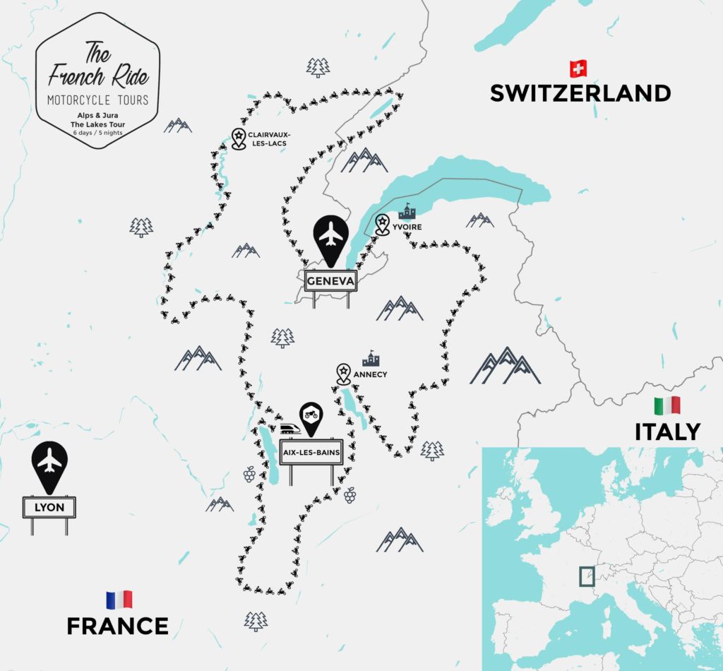 motorcycle guided tour and rental in geneva, annecy and french alps