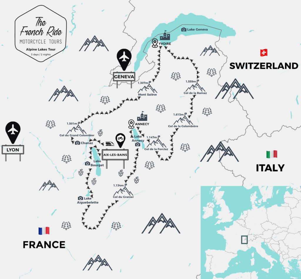 alpine lakes motorcycle tour in france