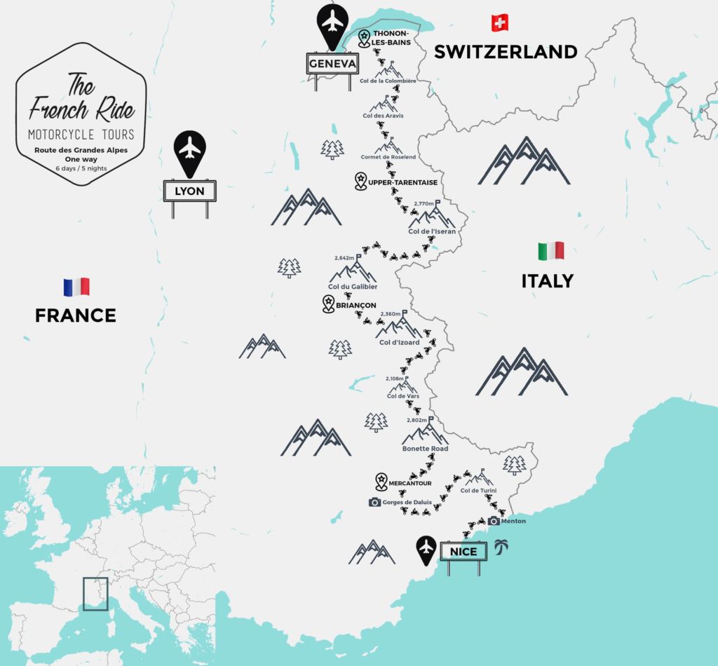 map of the route des grandes alpes